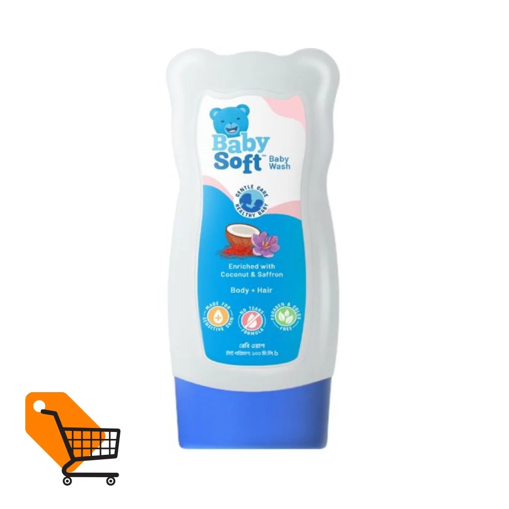 Baby Soft Baby Wash  Enriched with Coconut & Saffron (Body + Hair) 100 ml