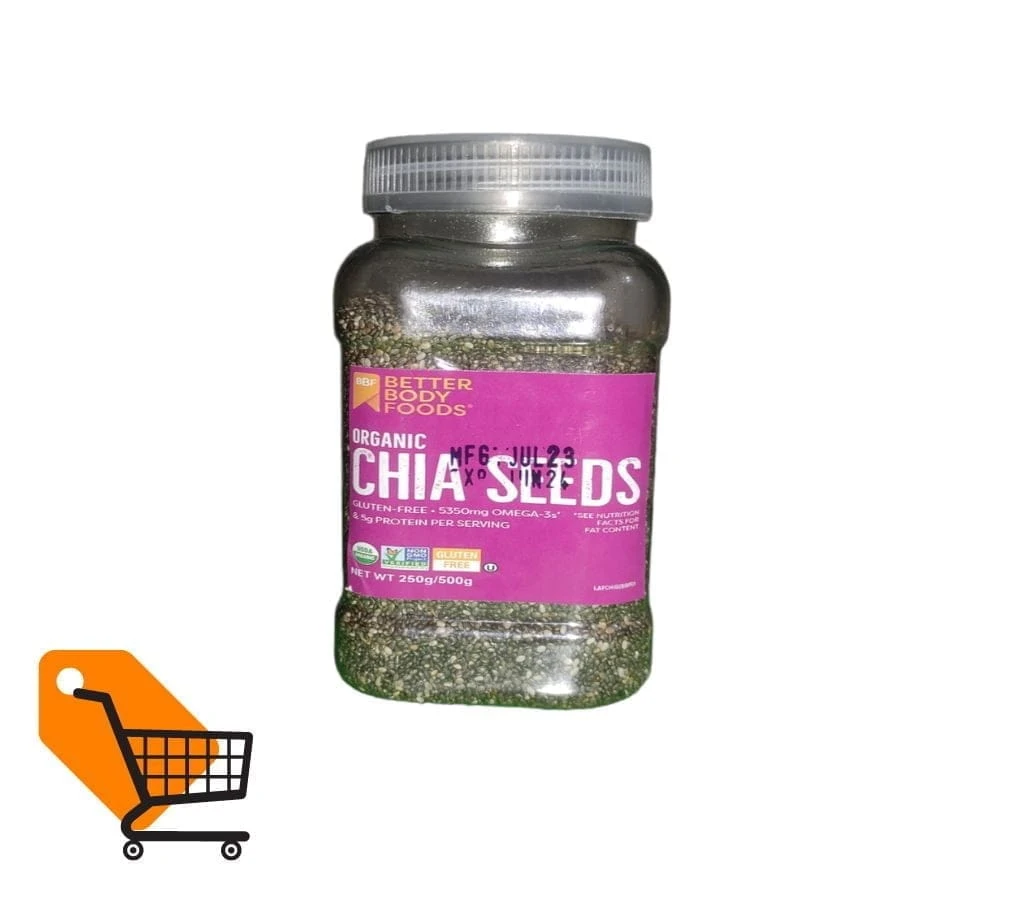 BetterBody Foods Organic Chia Seeds with Omega-3 250g (UK)