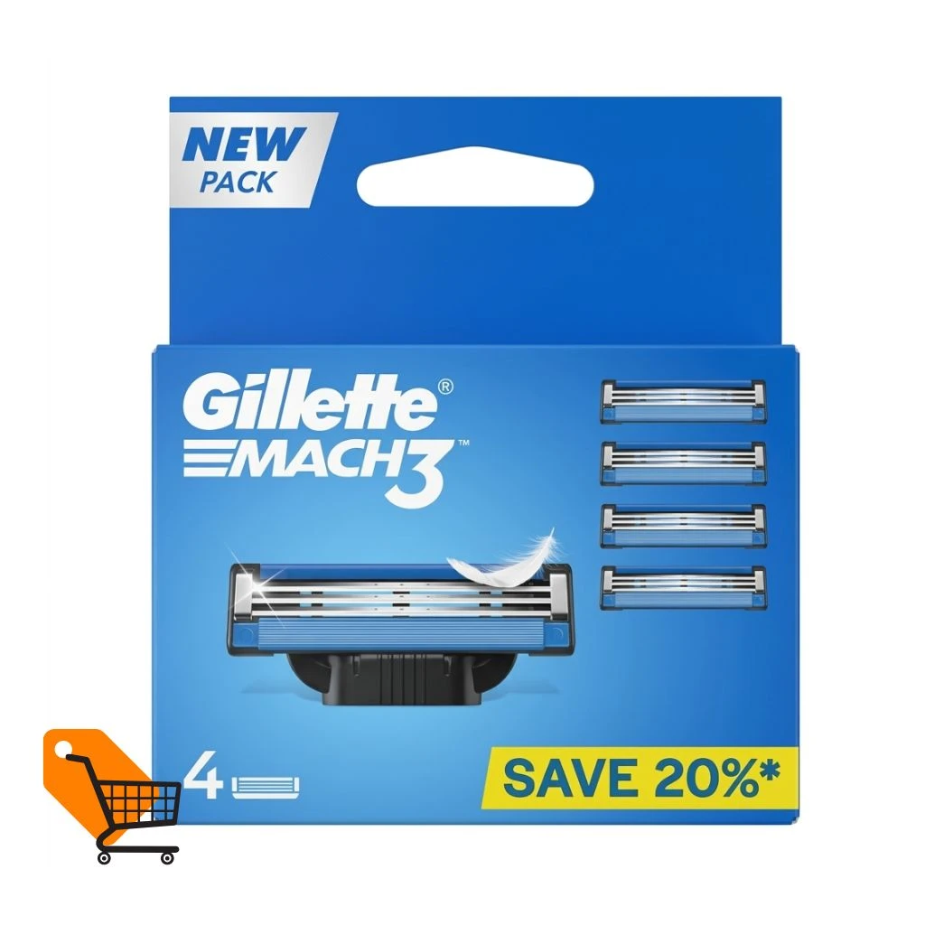 Gillette Mach3 Shaving Razor Blades 4 Cartridges