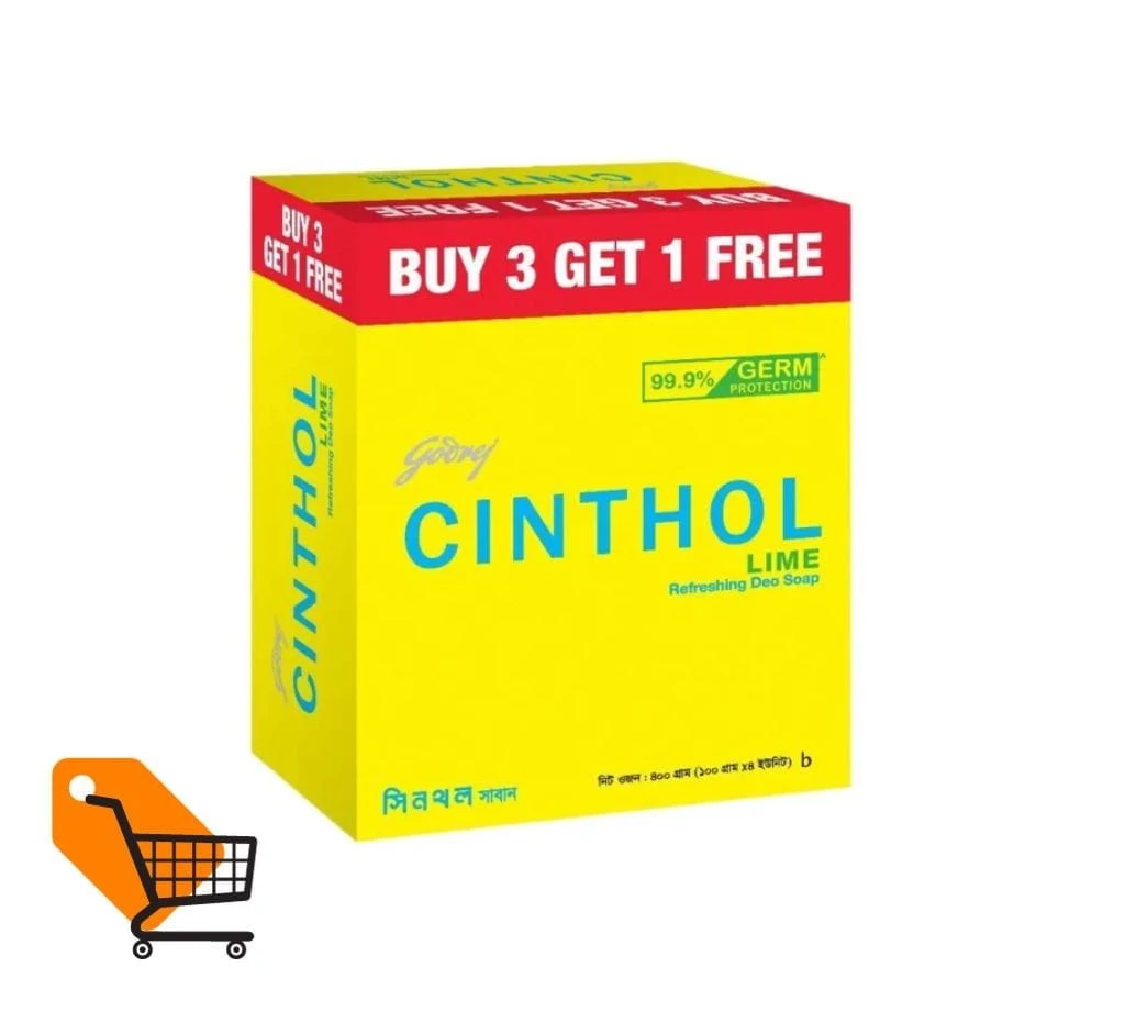 Godrej Cinthol Lime Refreshing Deo Soap 100 gm (Buy 3 Get 1 Free)