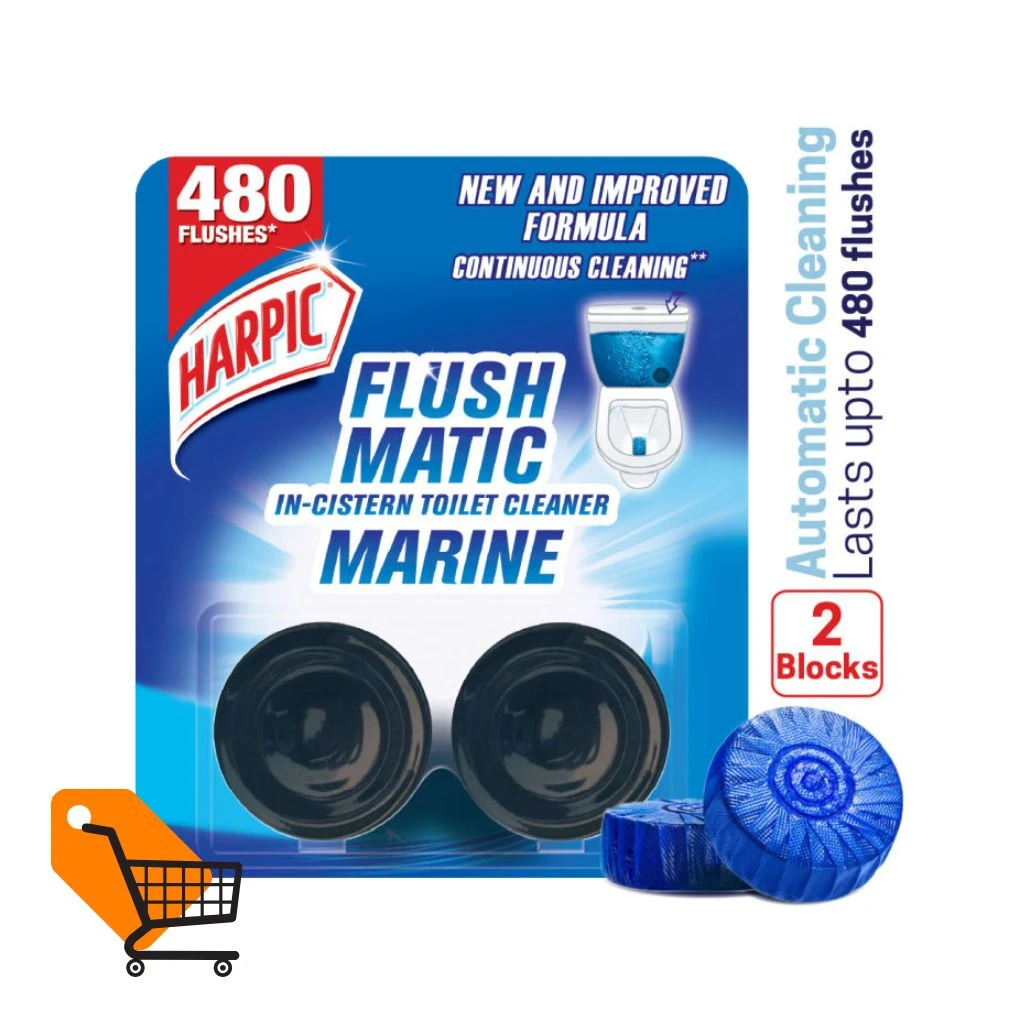 Harpic Flushmatic in-Cistern Toilet Cleaner Twin Pack (50gm X 2pcs), Automatic Cleaning with Every Flush