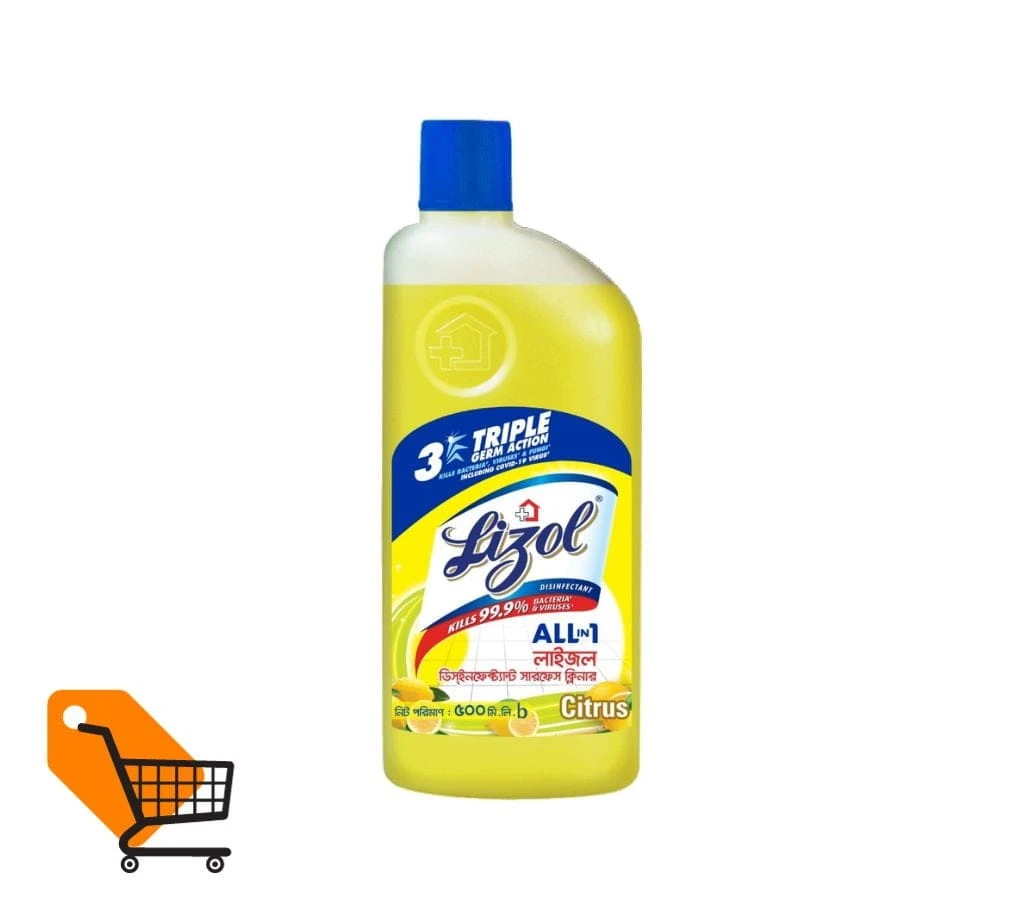 Lizol Disinfectant Floor & Surface Cleaner 500ml Citrus, Kills 99.9% Germs