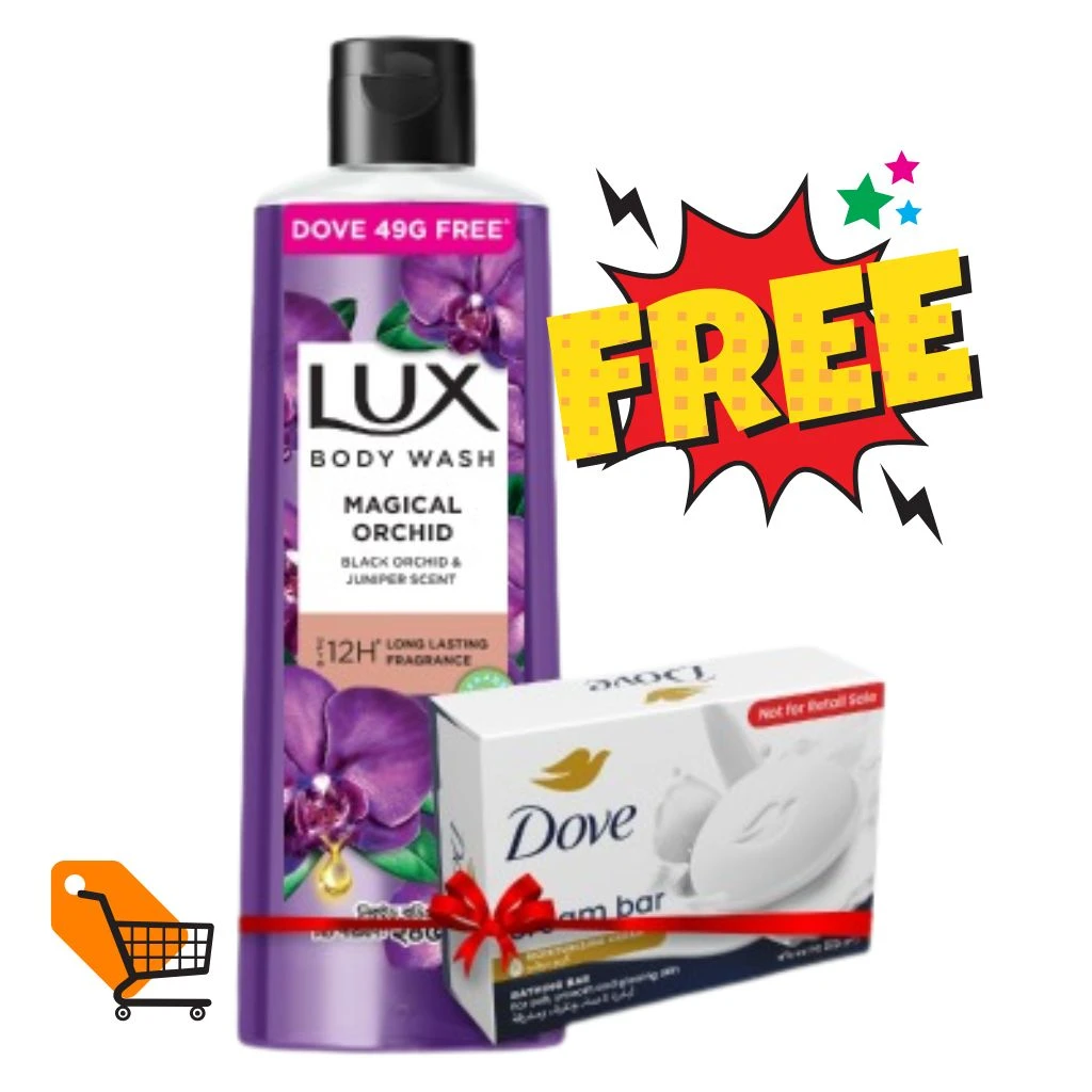 Lux Body Wash Black Orchid Scent & Juniper Oil 245Ml (Dove Cream Bar 49g Free)