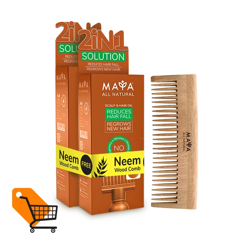 Maya All Natural Scalp and Hair Oil 100 ml (Buy 2 Get 1 Neem Wood Comb FREE)