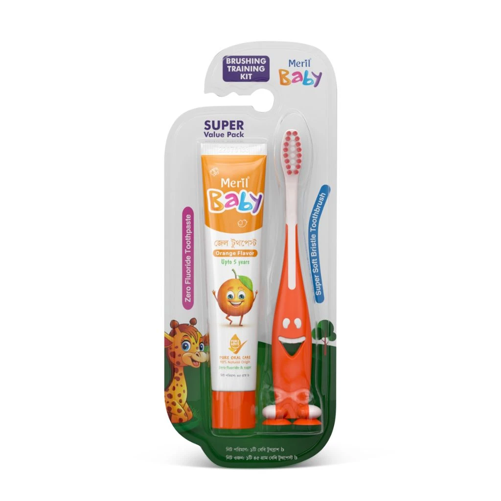 Meril Baby Brushing Training Kit ( Orange ) 45gm