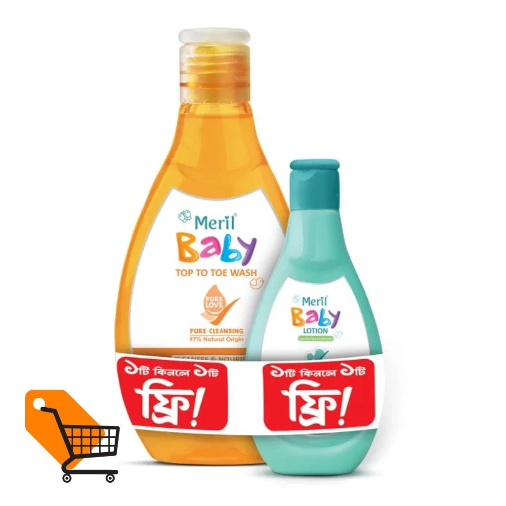 Meril Baby Top to Toe Wash 200ml (Meril Baby Lotion 50ml Free)