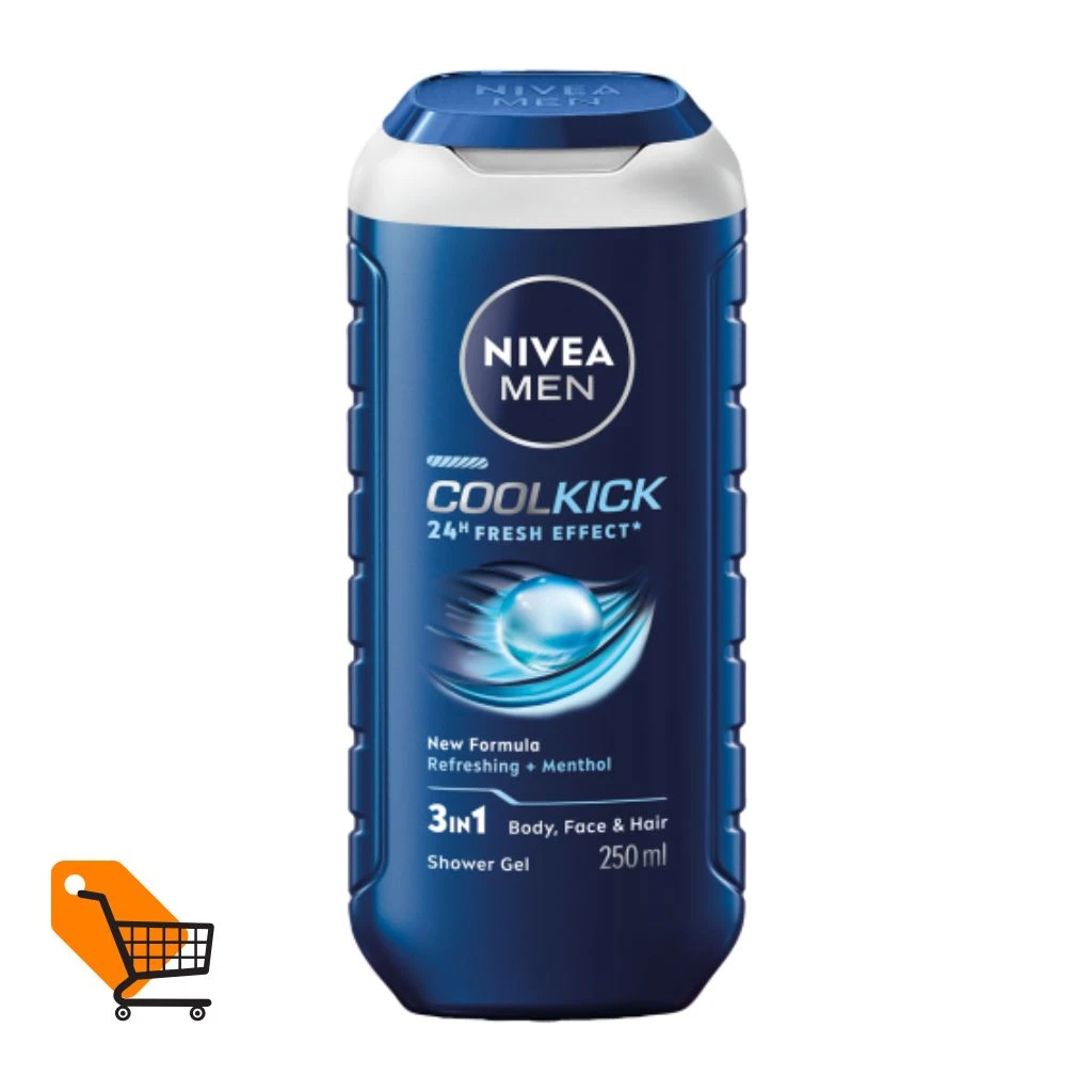 NIVEA MEN Cool Kick 3in1 Body, Face & Hair Shower Gel 250 ml