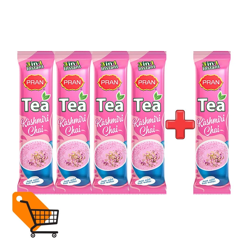 PRAN 3 in 1 Instant Tea Kashmiri Cha 15g (Buy 4 Get 1 Free)