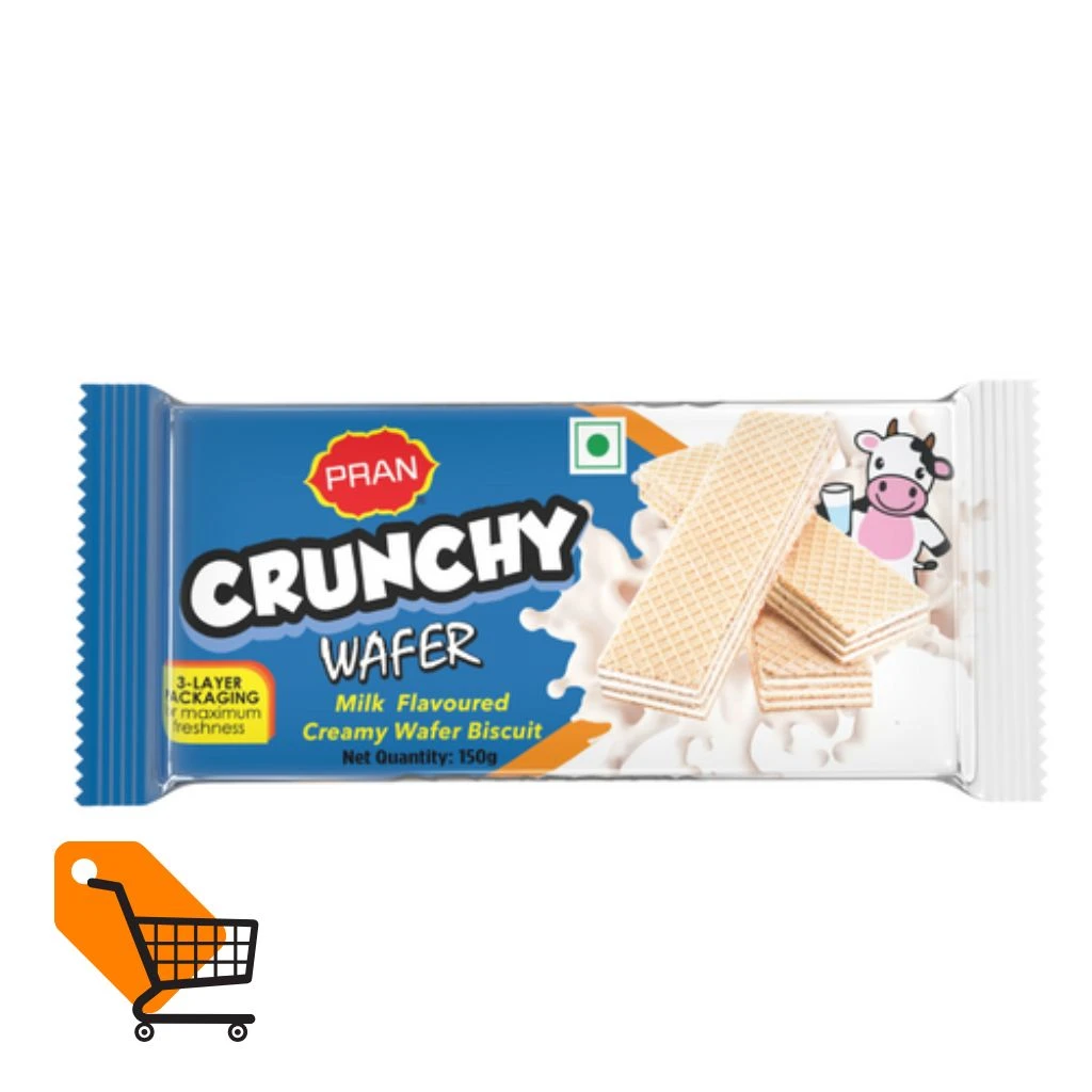 Pran Crunchy Milk Flavoured Creamy Wafer Biscuit 150g