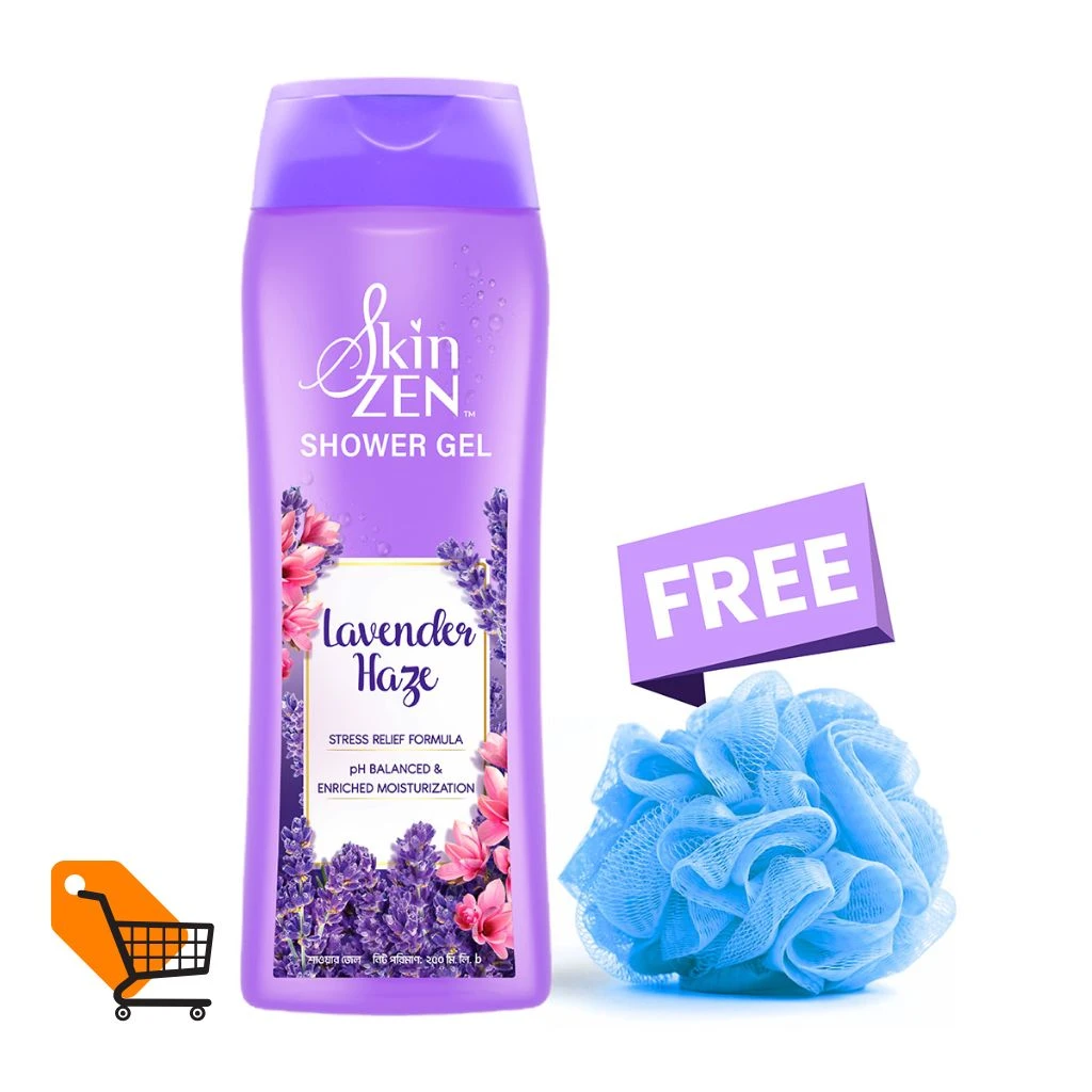 SKINZEN Lavender Haze Shower Gel 250ml with Free Loofah