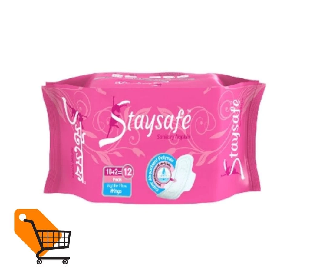 Staysafe Sanitary Napkin 12 Pads (Regular Flow Wings)