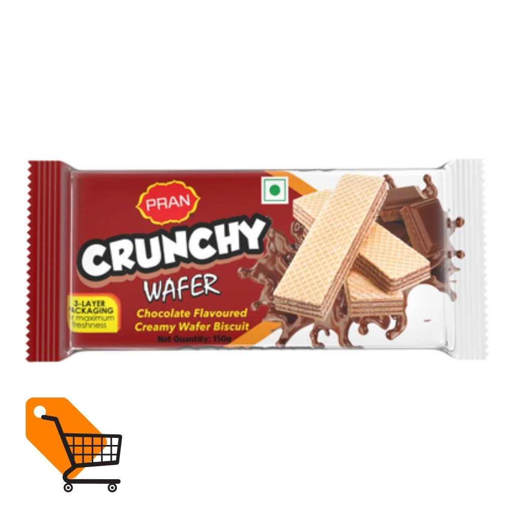 The Pran Crunchy Chocolate Flavoured Creamy Wafer Biscuit 150g